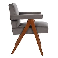 Gray Velvet Mid-Century Kate Accent Chair