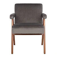 Gray Velvet Mid-Century Kate Accent Chair