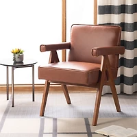 Cognac Faux Leather Mid-Century Kate Accent Chair