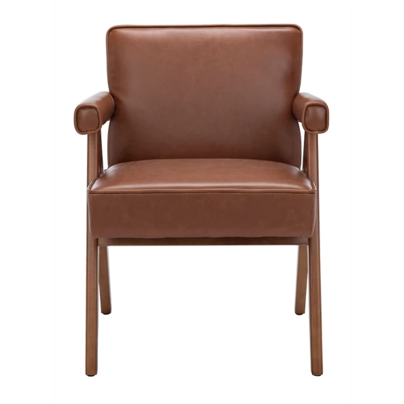 Cognac Faux Leather Mid-Century Kate Accent Chair