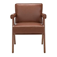 Cognac Faux Leather Mid-Century Kate Accent Chair