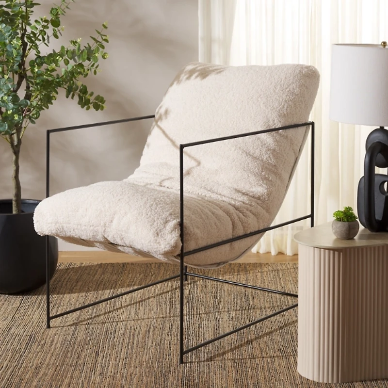 Cream Sherpa Pillow Top Mollie Accent Chair