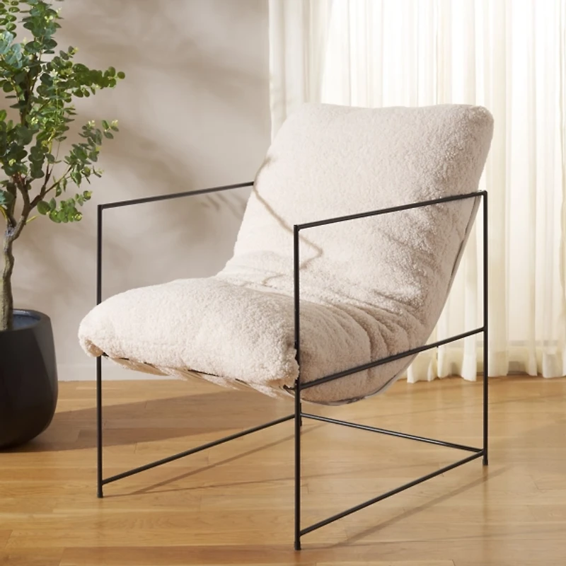 Cream Sherpa Pillow Top Mollie Accent Chair