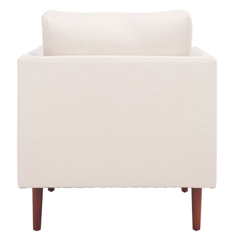 Bone White Linen & Walnut Lulu Accent Chair