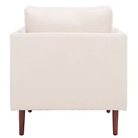 Bone White Linen & Walnut Lulu Accent Chair
