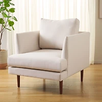 Bone White Linen & Walnut Lulu Accent Chair