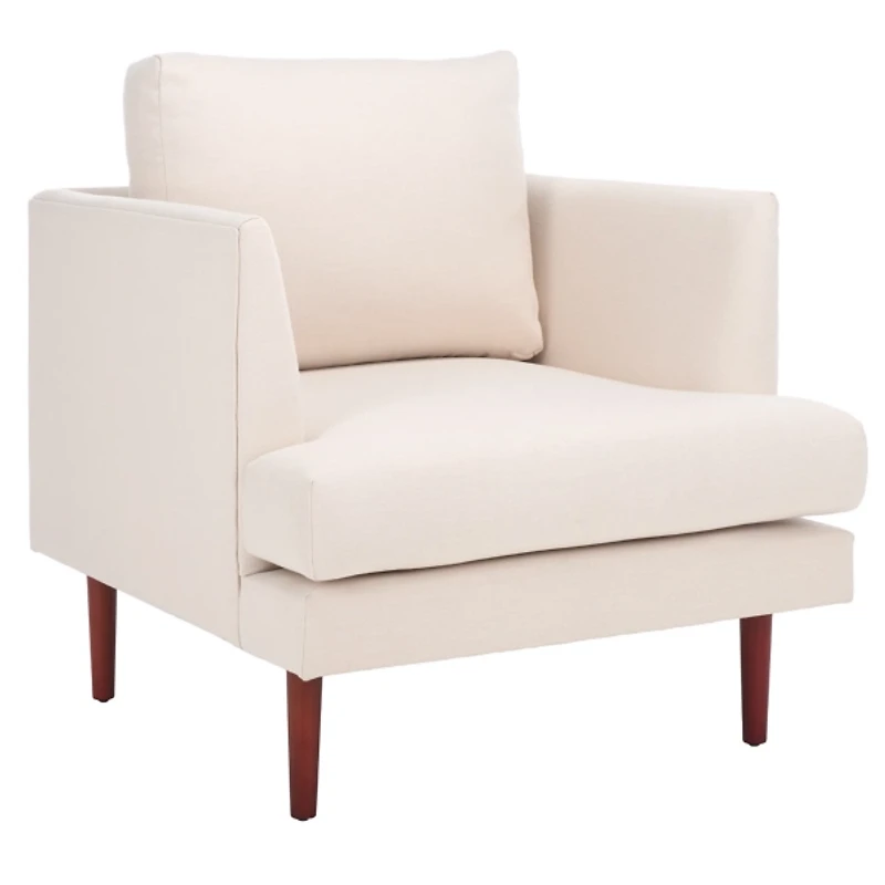 Bone White Linen & Walnut Lulu Accent Chair