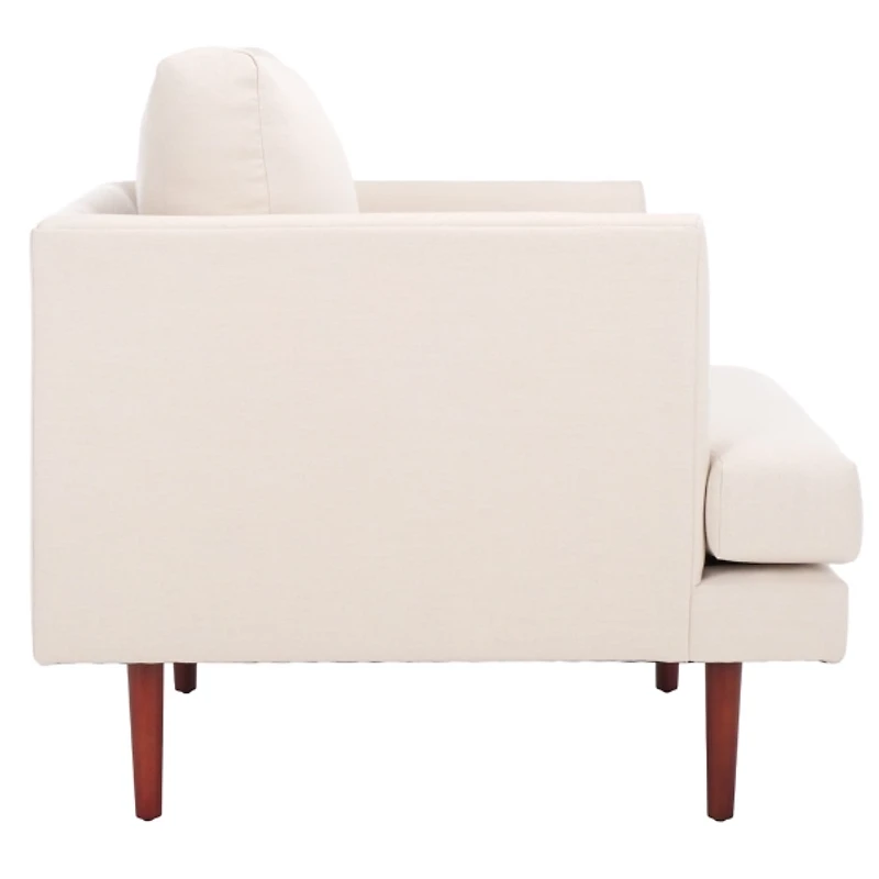 Bone White Linen & Walnut Lulu Accent Chair