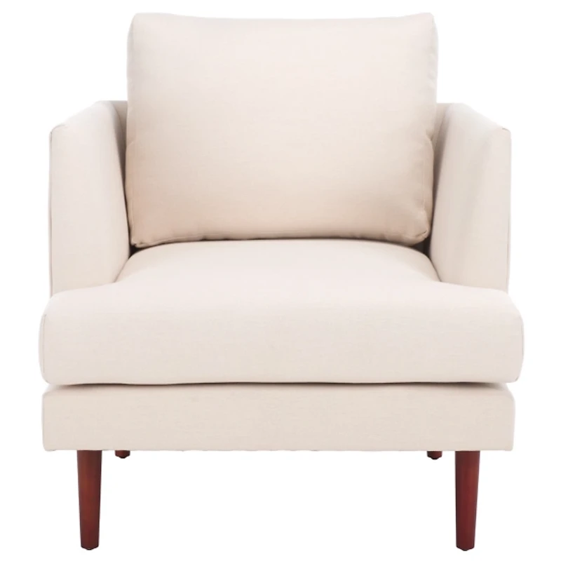 Bone White Linen & Walnut Lulu Accent Chair