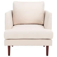 Bone White Linen & Walnut Lulu Accent Chair