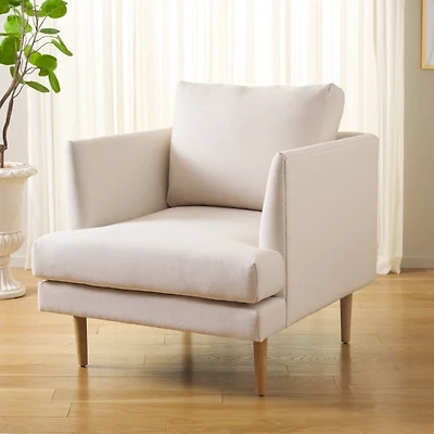 Bone White Linen & Natural Lulu Accent Chair