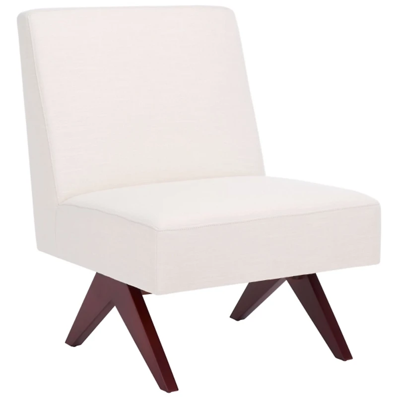 Bone White Linen & Walnut Olivia Accent Chair