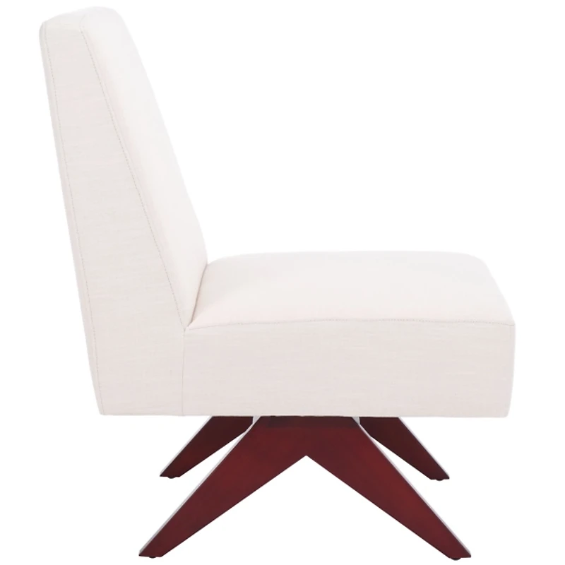 Bone White Linen & Walnut Olivia Accent Chair