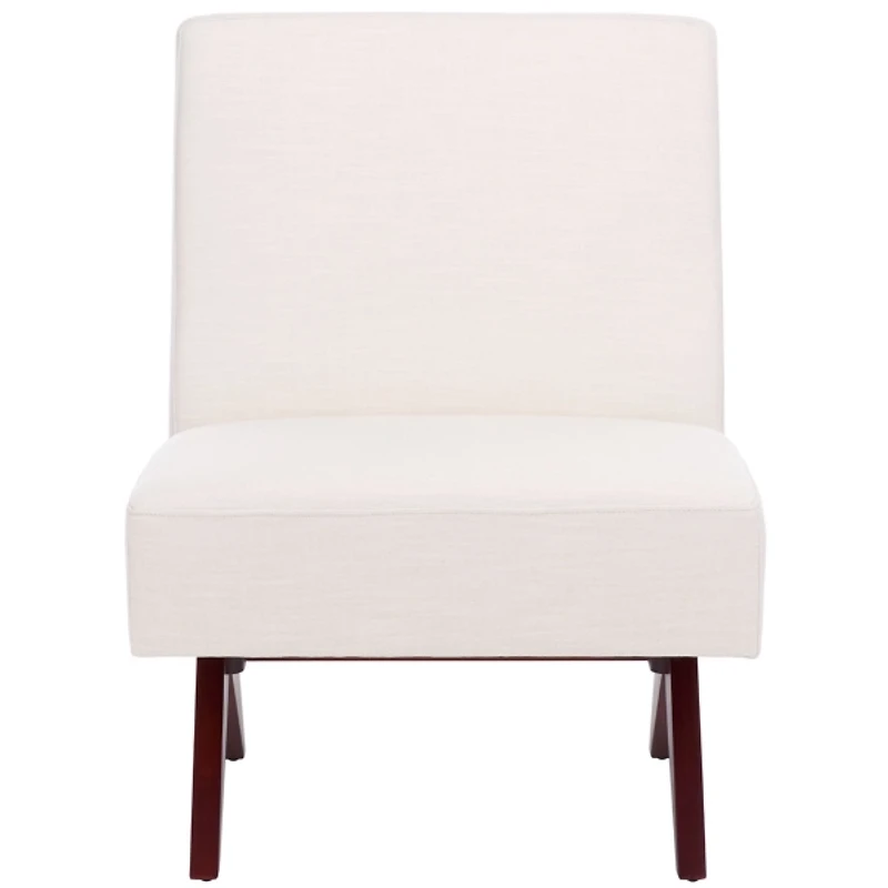Bone White Linen & Walnut Olivia Accent Chair