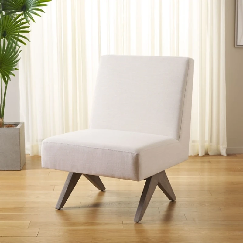 Bone White Linen Olivia Accent Chair