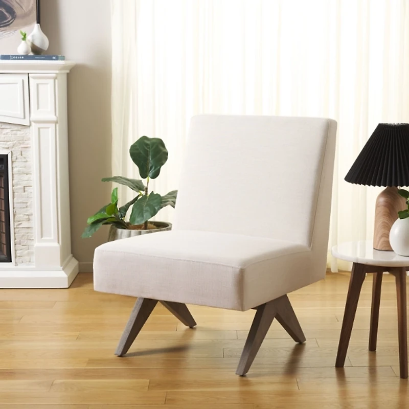 Bone White Linen Olivia Accent Chair