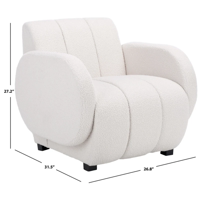 Ivory Boucle Modern Armchair