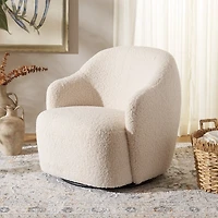 Cream Sherpa Cecilie Swivel Accent Chair
