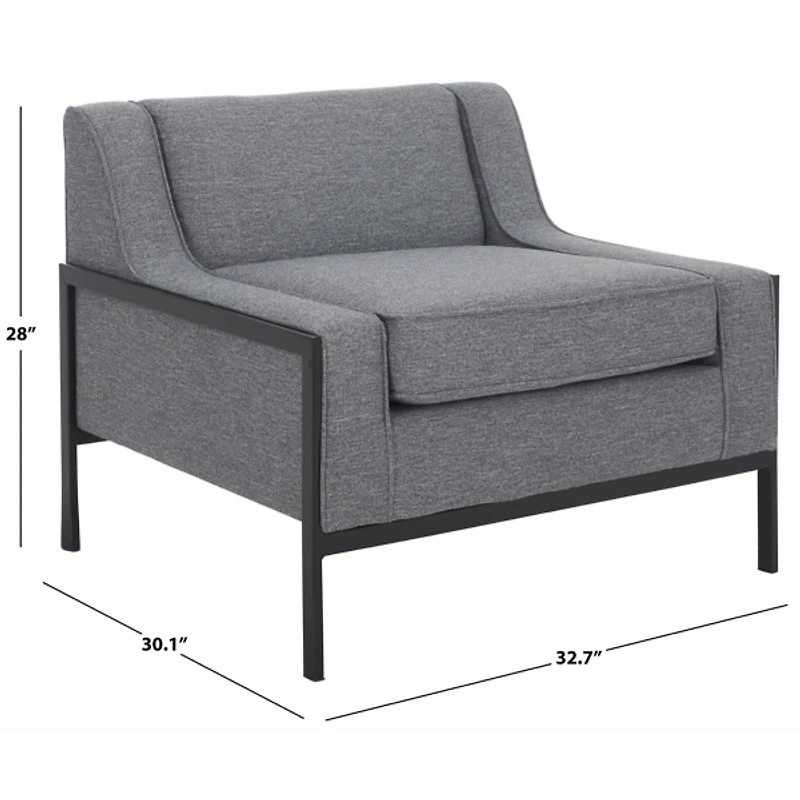 Adua Gray Upholstered and Black Metal Armchair