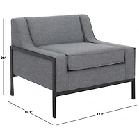 Adua Gray Upholstered and Black Metal Armchair