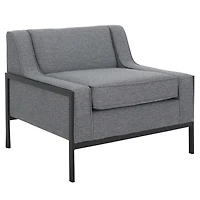 Adua Gray Upholstered and Black Metal Armchair