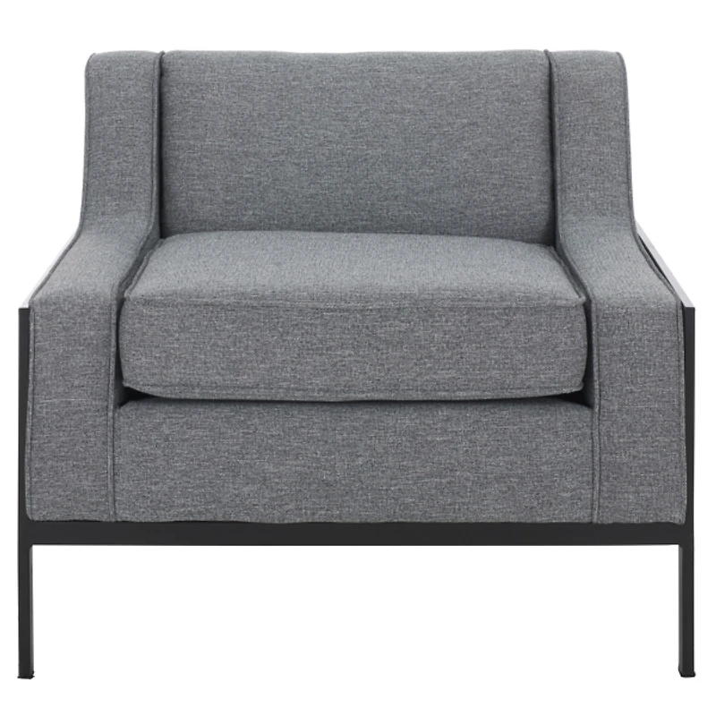 Adua Gray Upholstered and Black Metal Armchair