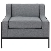 Adua Gray Upholstered and Black Metal Armchair