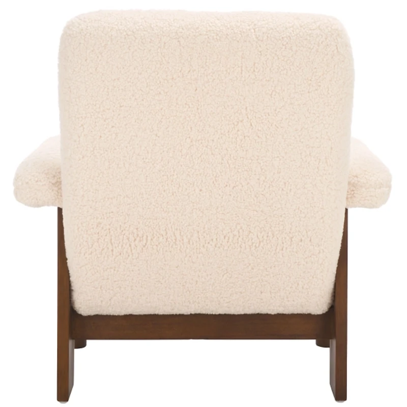 Cream Sherpa Atwell Walnut Armchair