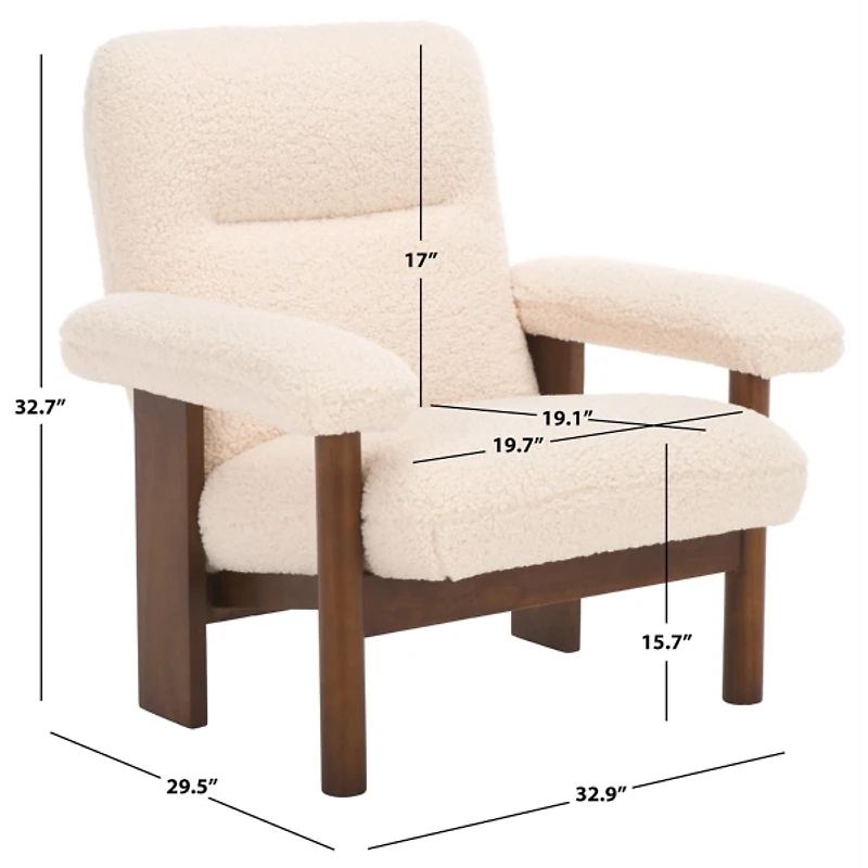 Cream Sherpa Atwell Walnut Armchair