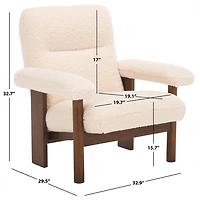Cream Sherpa Atwell Walnut Armchair