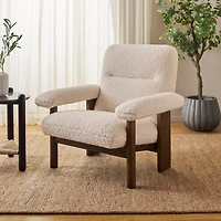 Cream Sherpa Atwell Walnut Armchair