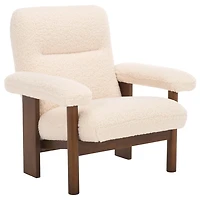 Cream Sherpa Atwell Walnut Armchair