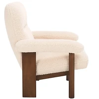 Cream Sherpa Atwell Walnut Armchair