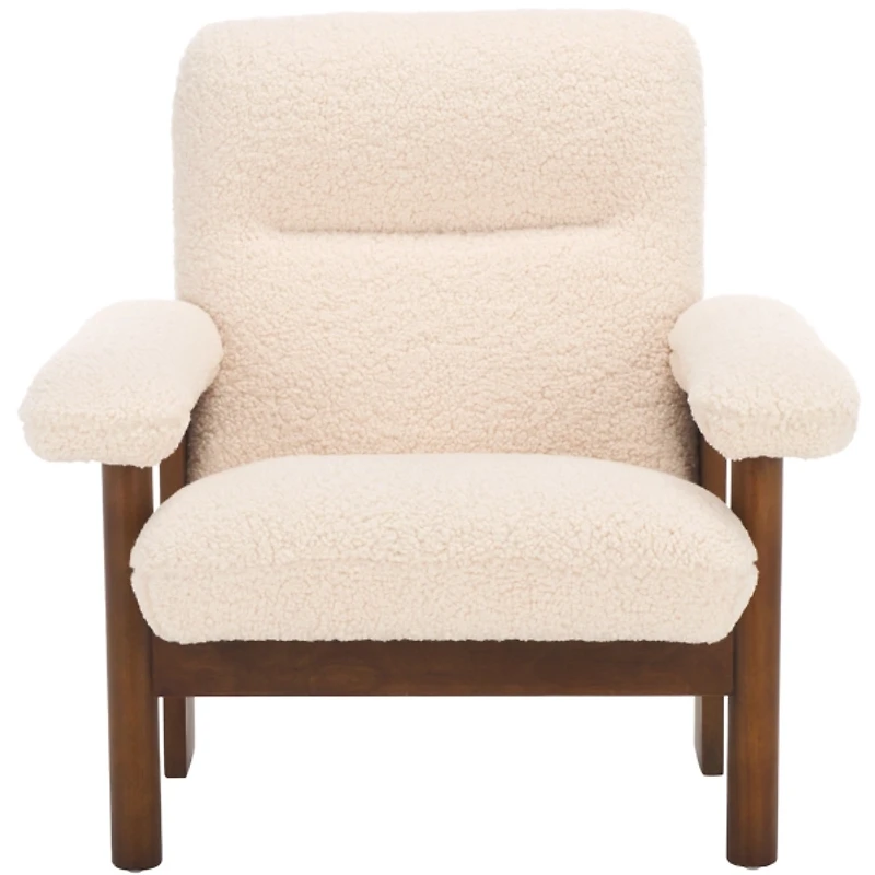 Cream Sherpa Atwell Walnut Armchair