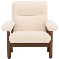 Cream Sherpa Atwell Walnut Armchair