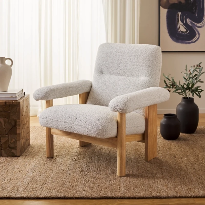 Cream Boucle Atwell Natural Armchair