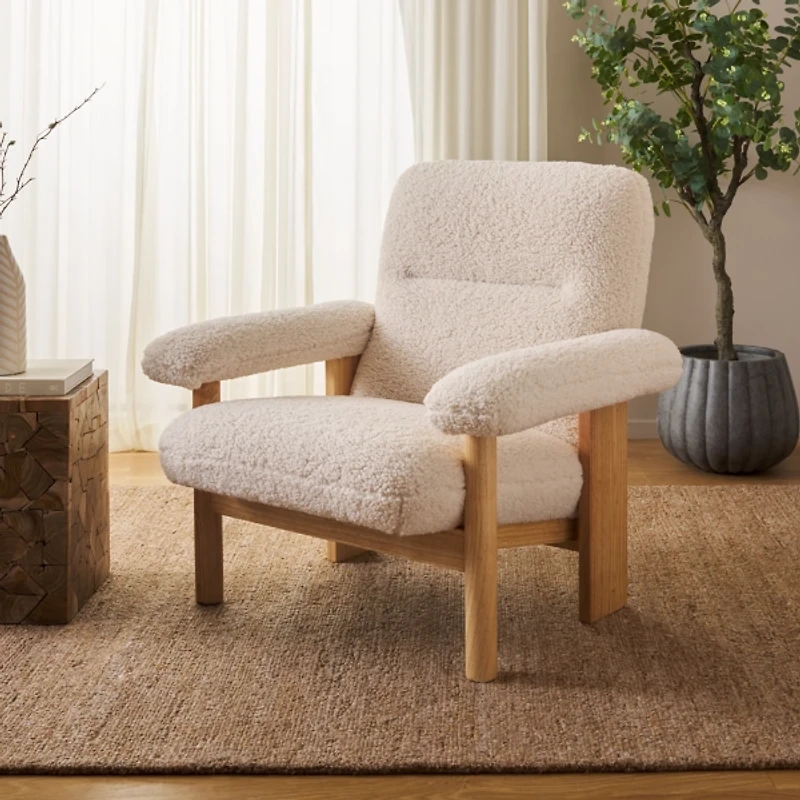 Cream Sherpa Atwell Natural Armchair