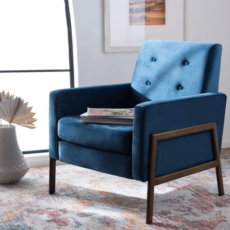 Blue Velvet Tufted Andra Accent Chair