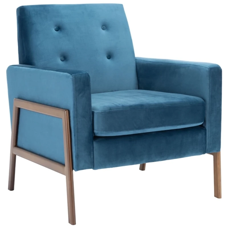 Blue Velvet Tufted Andra Accent Chair
