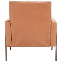 Light Brown Faux Leather Tufted Andra Accent Chair