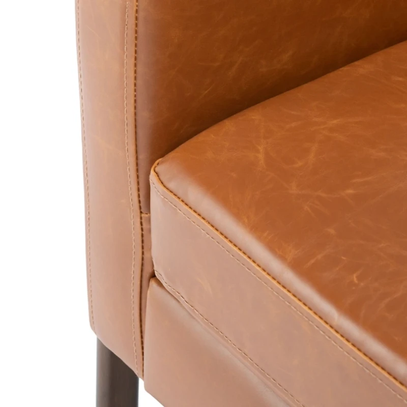 Light Brown Faux Leather Tufted Andra Accent Chair