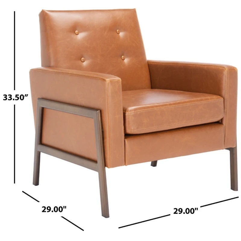 Light Brown Faux Leather Tufted Andra Accent Chair
