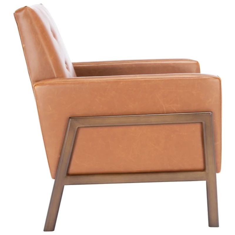 Light Brown Faux Leather Tufted Andra Accent Chair