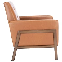 Light Brown Faux Leather Tufted Andra Accent Chair