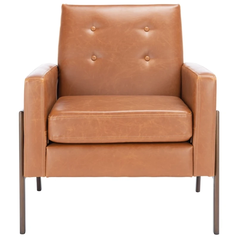 Light Brown Faux Leather Tufted Andra Accent Chair