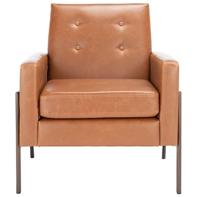 Light Brown Faux Leather Tufted Andra Accent Chair
