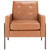 Light Brown Faux Leather Tufted Andra Accent Chair