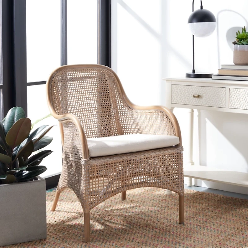 Gray Whitewash Rattan Janelle Accent Chair