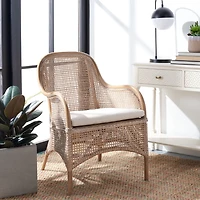 Gray Whitewash Rattan Janelle Accent Chair