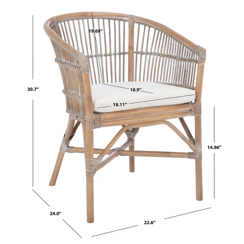 Graywash Rattan Millie Coastal Accent Chair